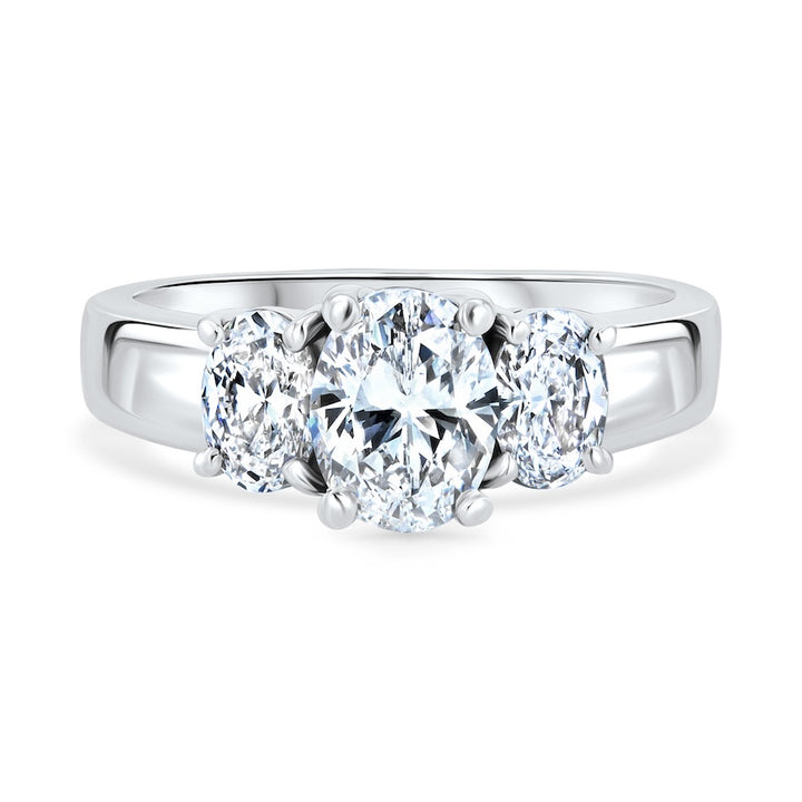1.72ct Diamond Platinum Three-Stone Oval Engagement Ring