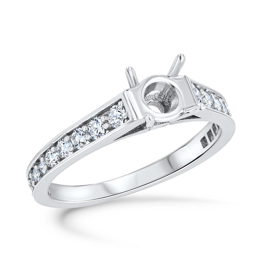 Classic 0.55 Carat Diamond Bead-Set Platinum Engagement Setting