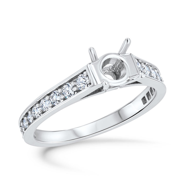 Classic 0.55 Carat Diamond Bead-Set Platinum Engagement Setting