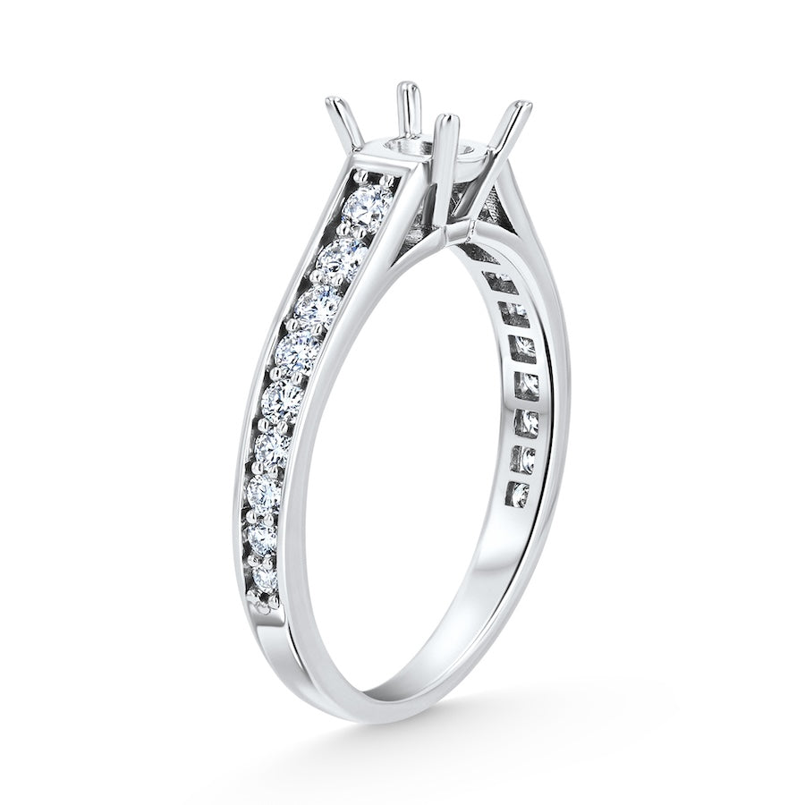 Classic 0.55 Carat Diamond Bead-Set Platinum Engagement Setting
