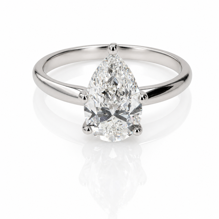 2.01ct Pear-Shaped Natural Diamond Ring in 14K White Gold
