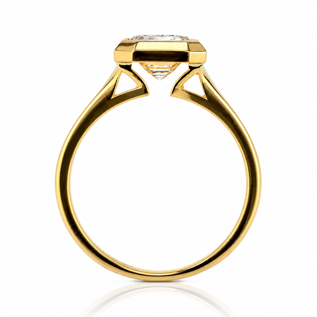 2.50ct Lab-Grown Emerald Cut Diamond Bezel-Set Ring in 18K Yellow Gold