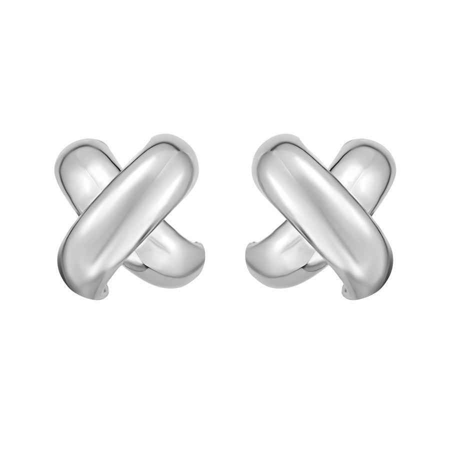Silver Puffy X Earring