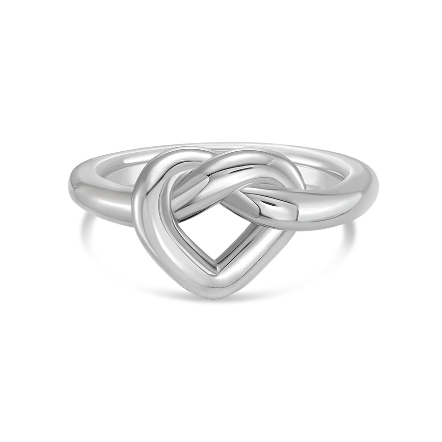 Silver Open Heart Knot Ring
