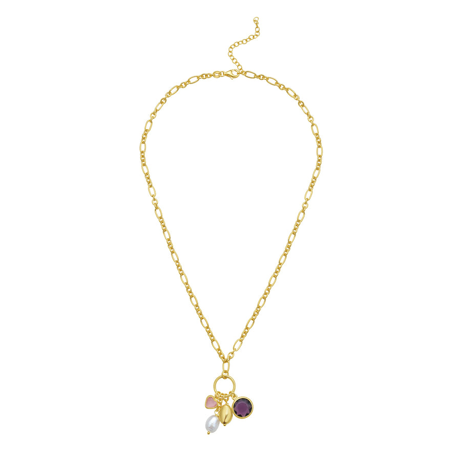 Gold Over Silver CZ Charm Necklace
