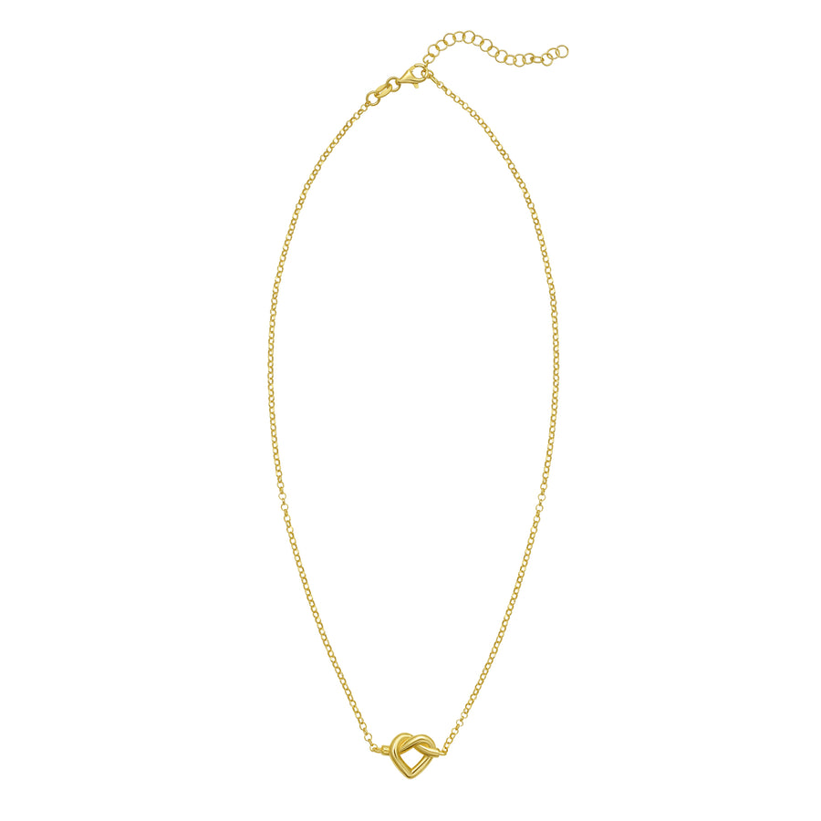 Gold Over Silver Open Knot Heart Necklace