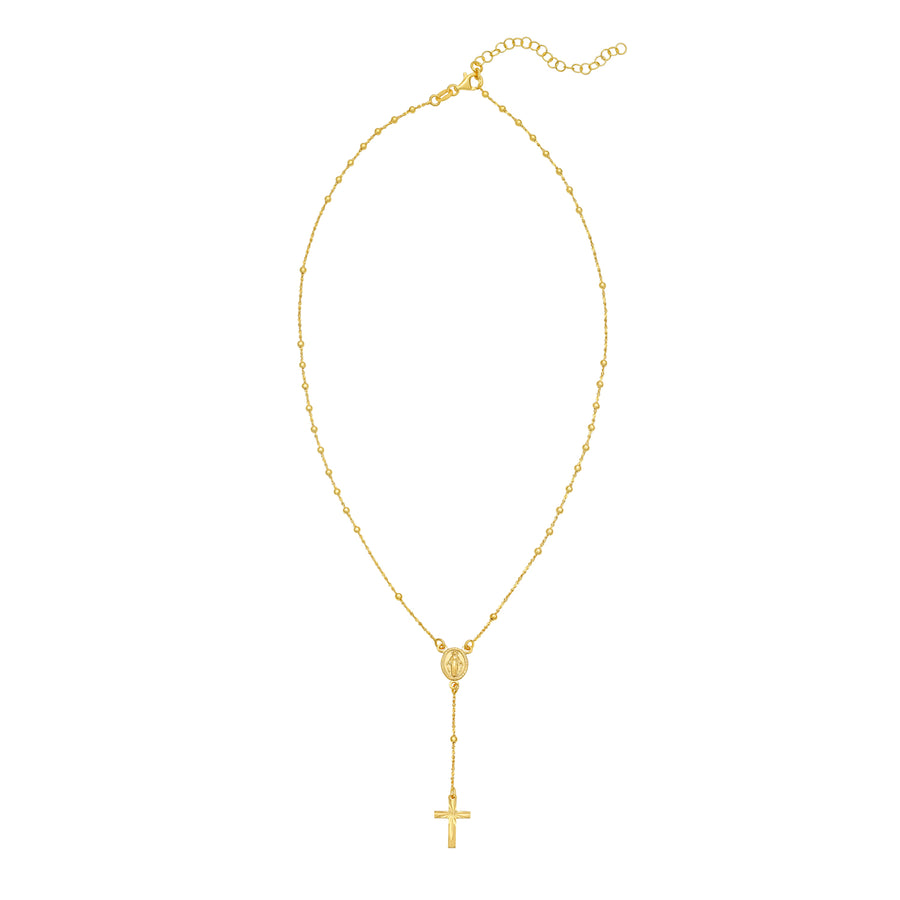 Gold Over Silver Rosary Bead Necklace