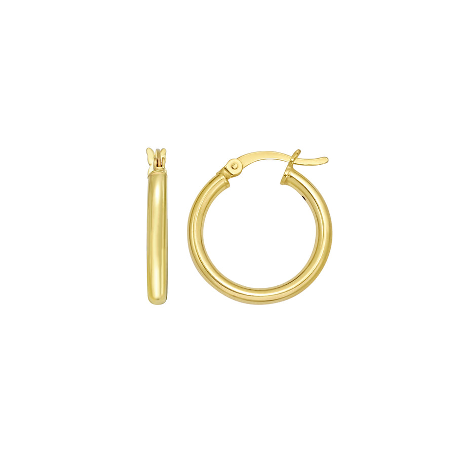 Gold Over Silver 2x15mm Hoop Earring