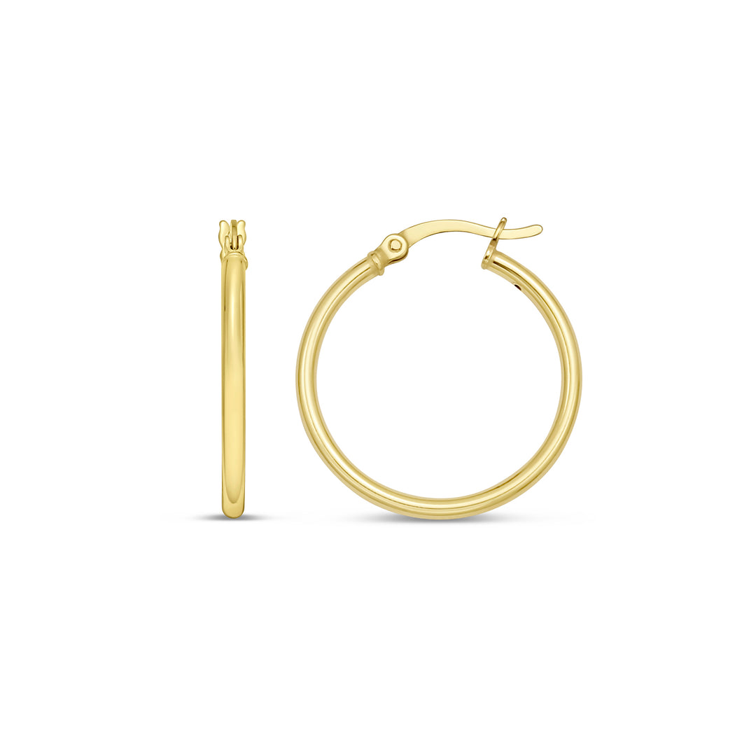 Gold Over Silver 2x20mm Hoop Earring