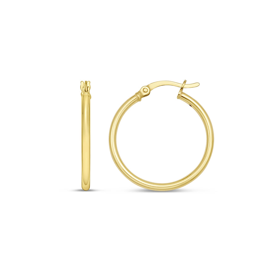 Gold Over Silver 2x20mm Hoop Earring