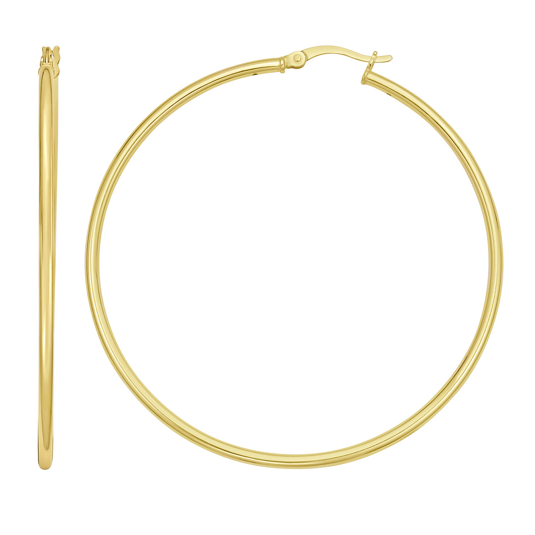 Gold Over Silver 2x50mm Hoop Earring