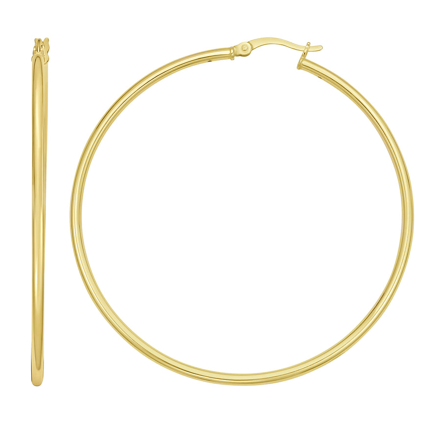 Gold Over Silver 2x50mm Hoop Earring