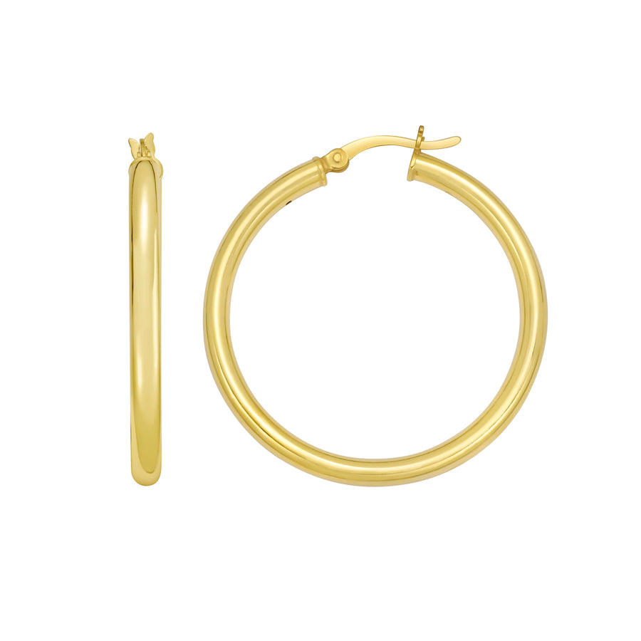 Gold Over Silver 3x30mm Hoop Earring