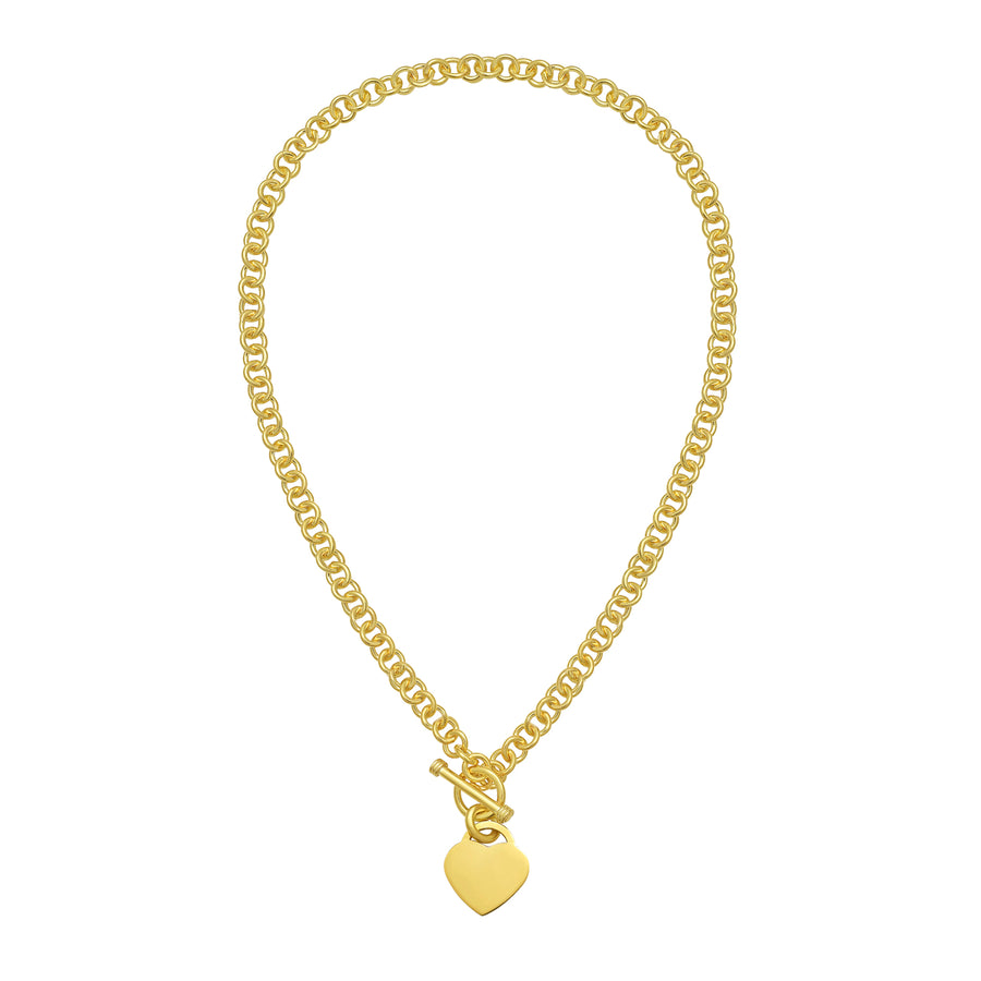 Gold Over Silver Small Heart Toggle Necklace