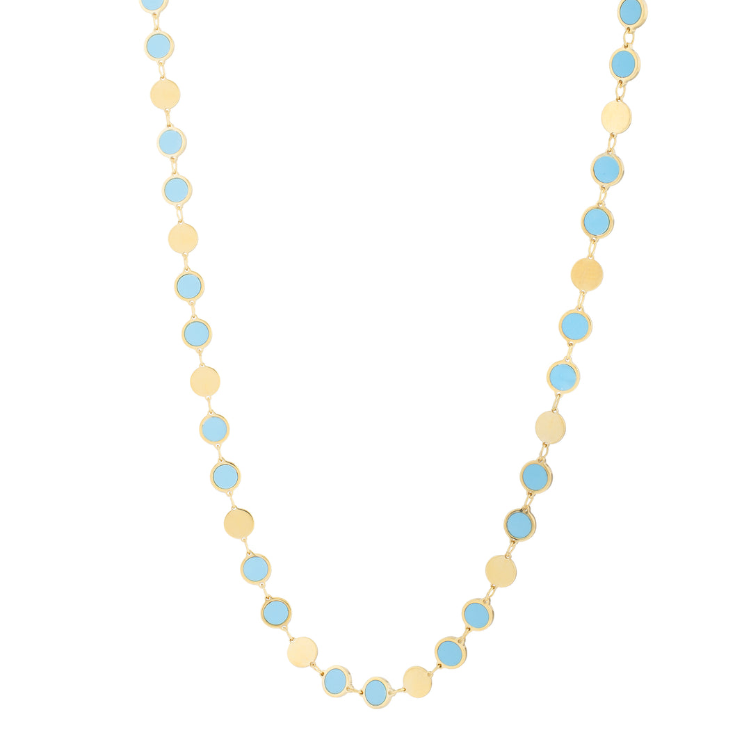 14K Turquoise Geometric Mirror Gem Chain Bracelet
