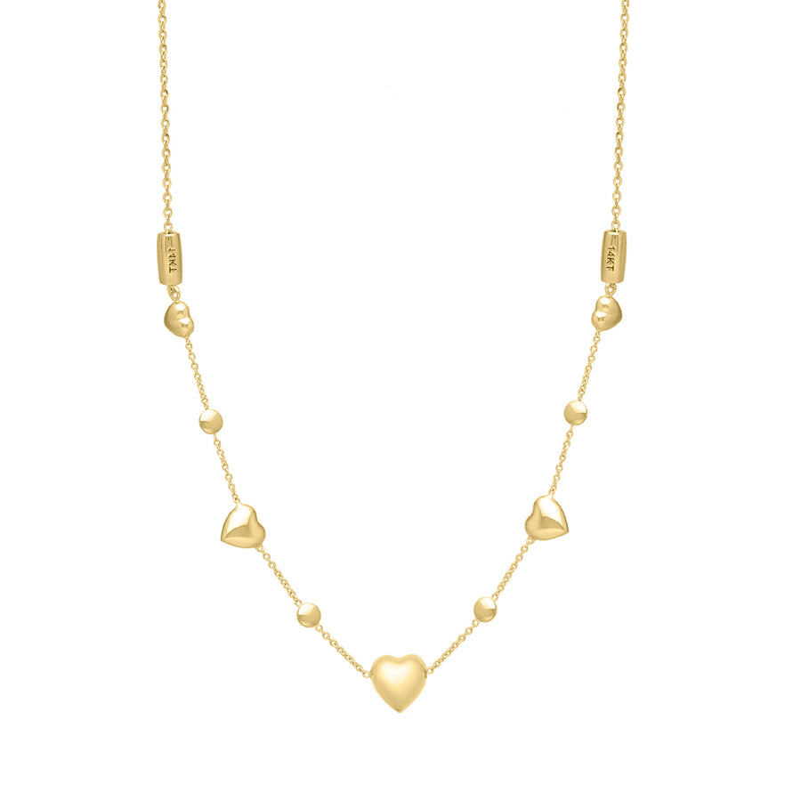 14K Adjustable Puff Heart Bead Bracelet/Anklet