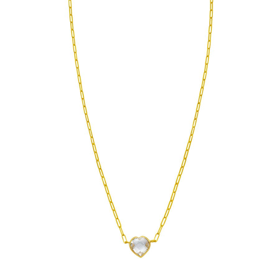 14K White Topaz Heart Necklace