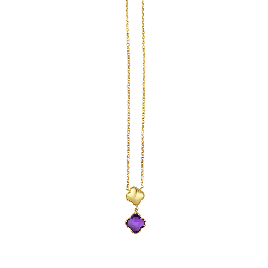 14K Amethyst Clover Gem Necklace