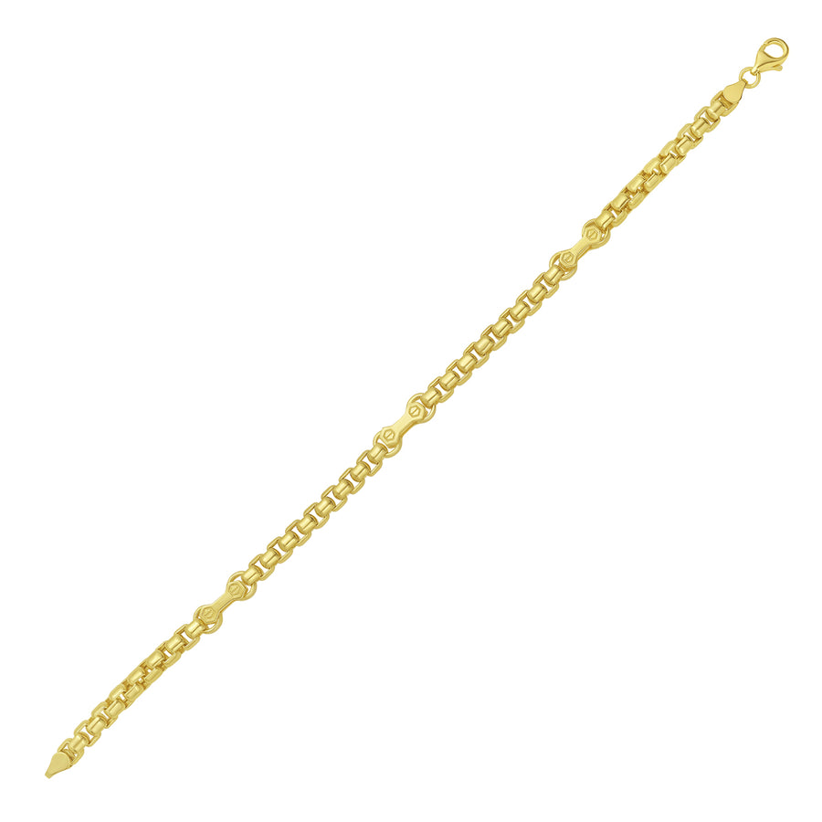 14K Gold Round Box Hardware Bracelet