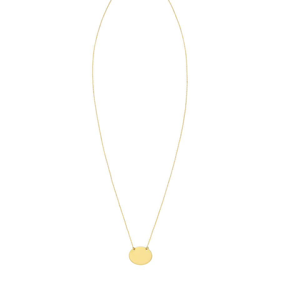 14K Mirror Oval Necklace