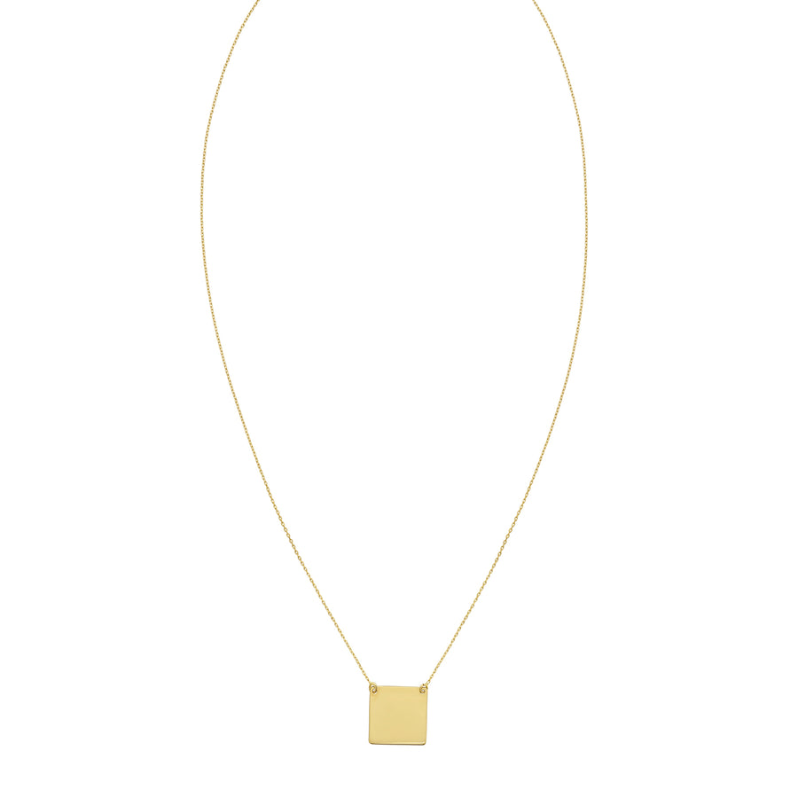 14K Mirror Square Bar Necklace