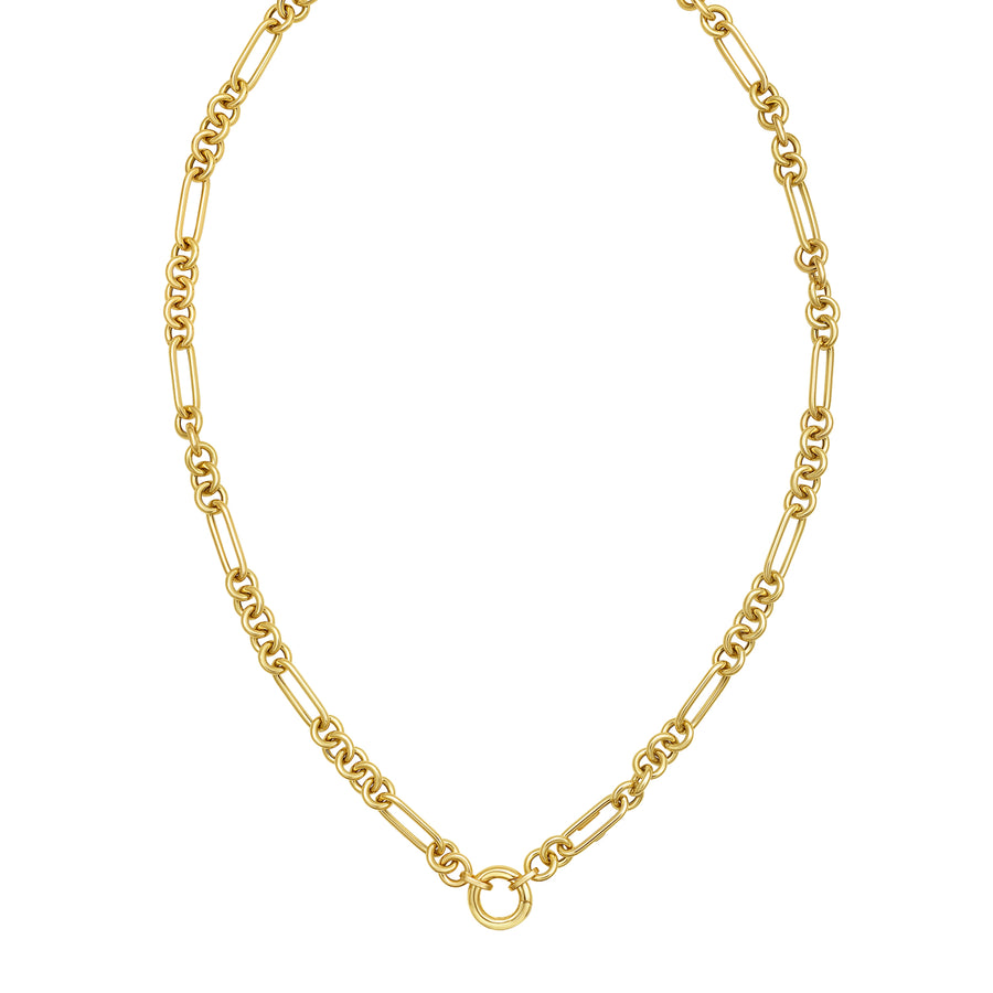 14K Fashion Figaro Charm Link Necklace