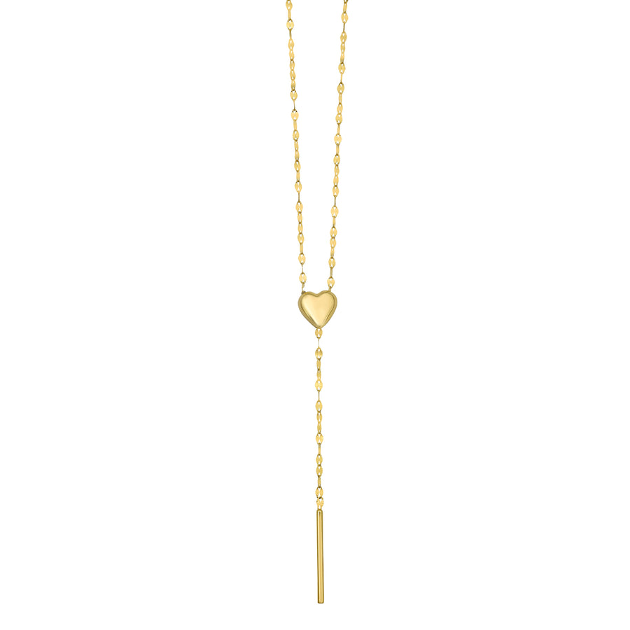 14K Adjustable Heart Lariat Necklace
