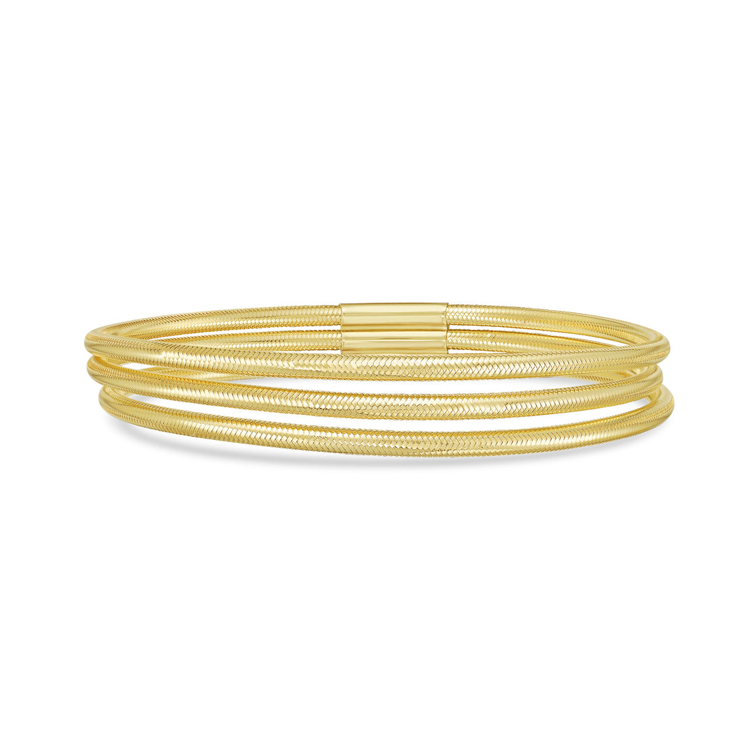 14K Triple Row Stretch Mesh Bracelet