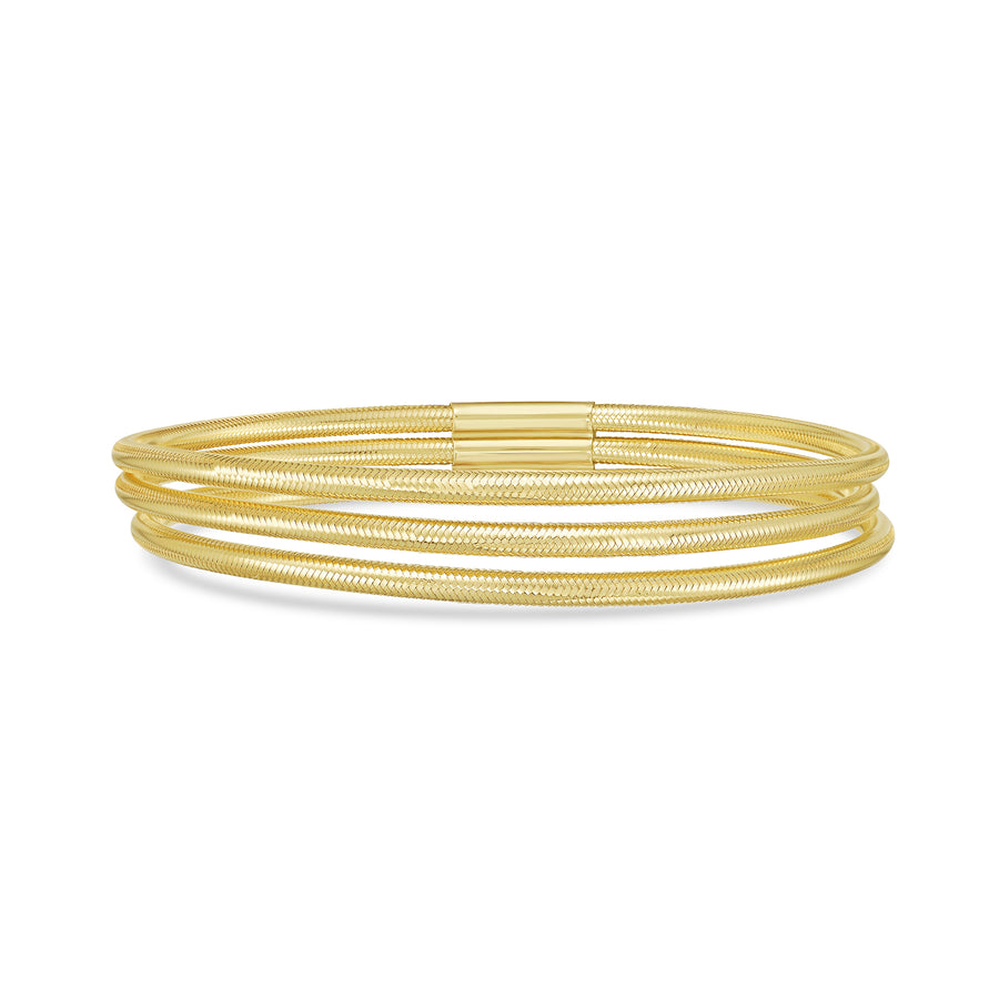 14K Triple Row Stretch Mesh Bracelet