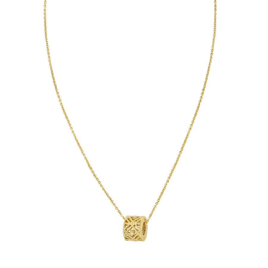 14K Diamond VannÃ¨rie Barrel Necklace