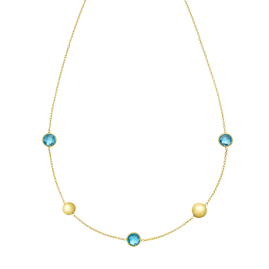 14K Blue Topaz Pebble Necklace
