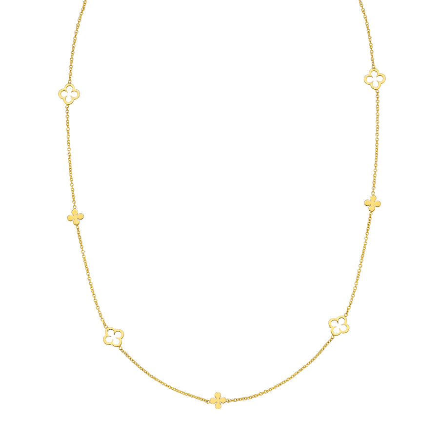 14K Alternating Clover Necklace
