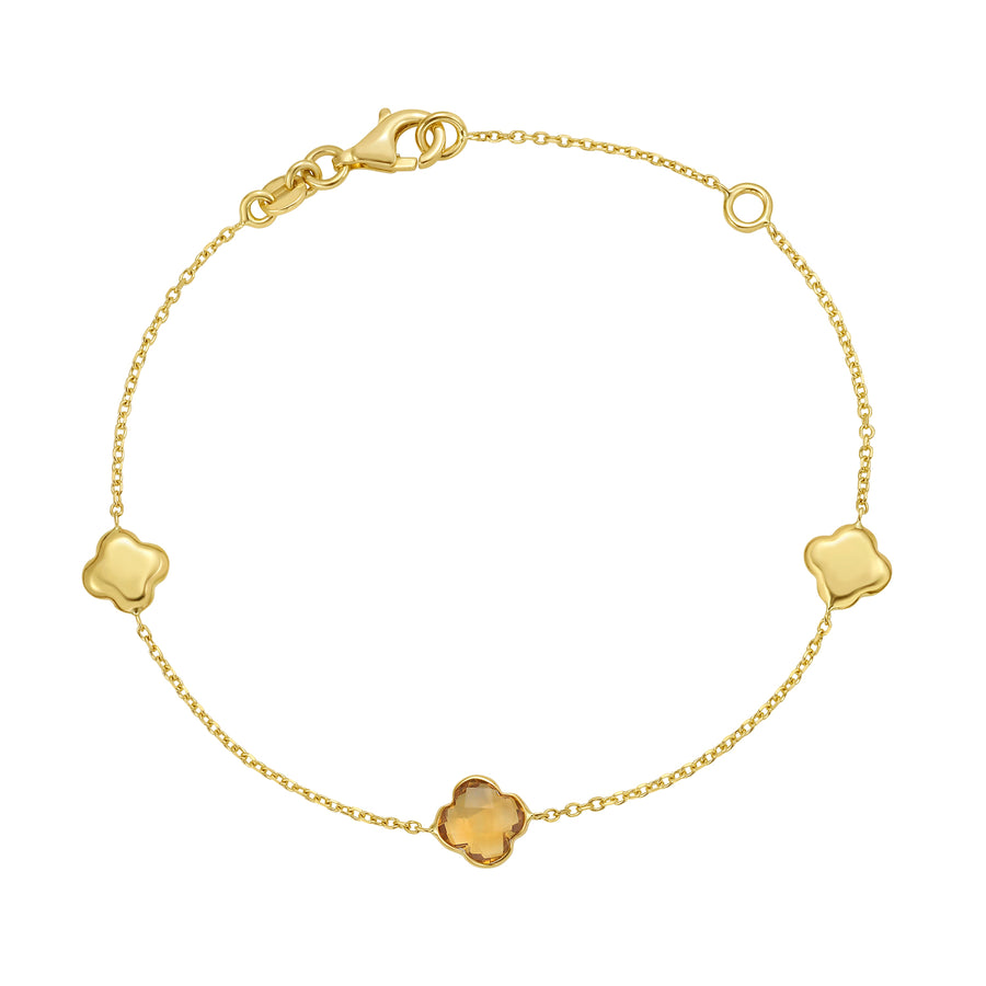 14K Citrine Clover Gem Bracelet