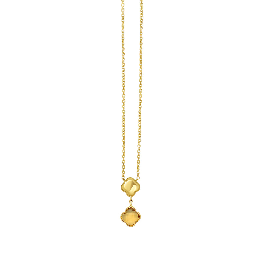 14K Citrine Clover Gem Necklace