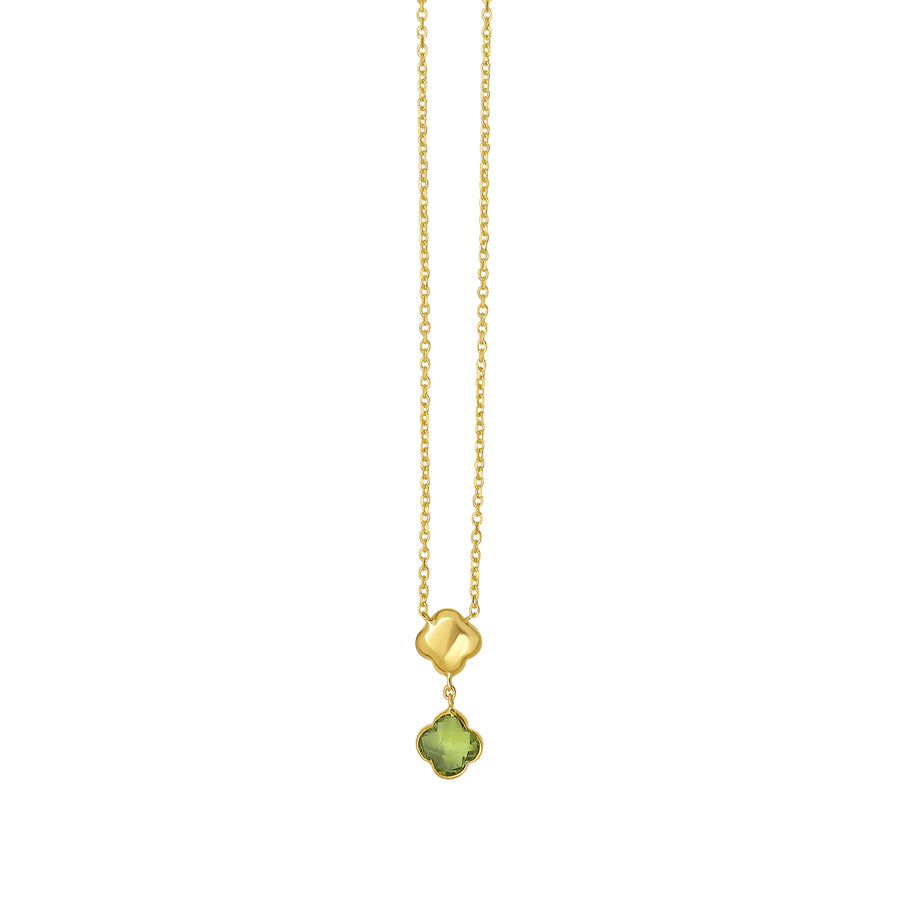 14K Peridot Clover Gem Necklace