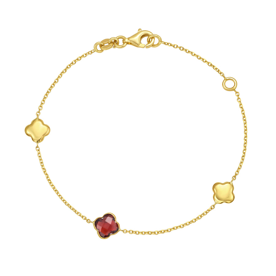 14K Garnet Clover Gem Bracelet