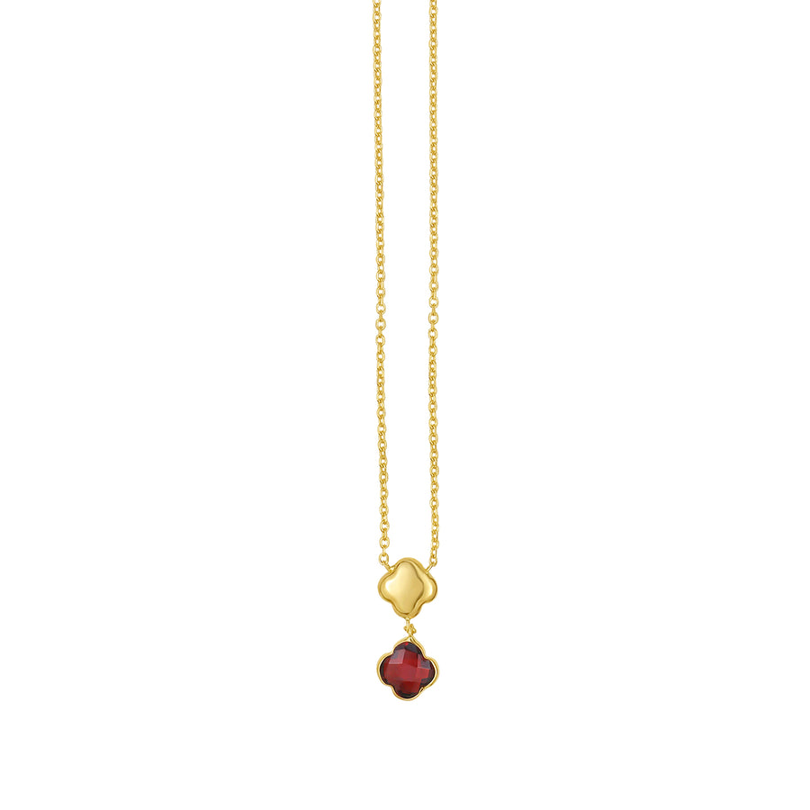 14K Garnet Clover Gem Necklace