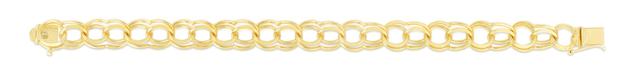 14K Gold 10mm Large Double Link Charm Bracelet