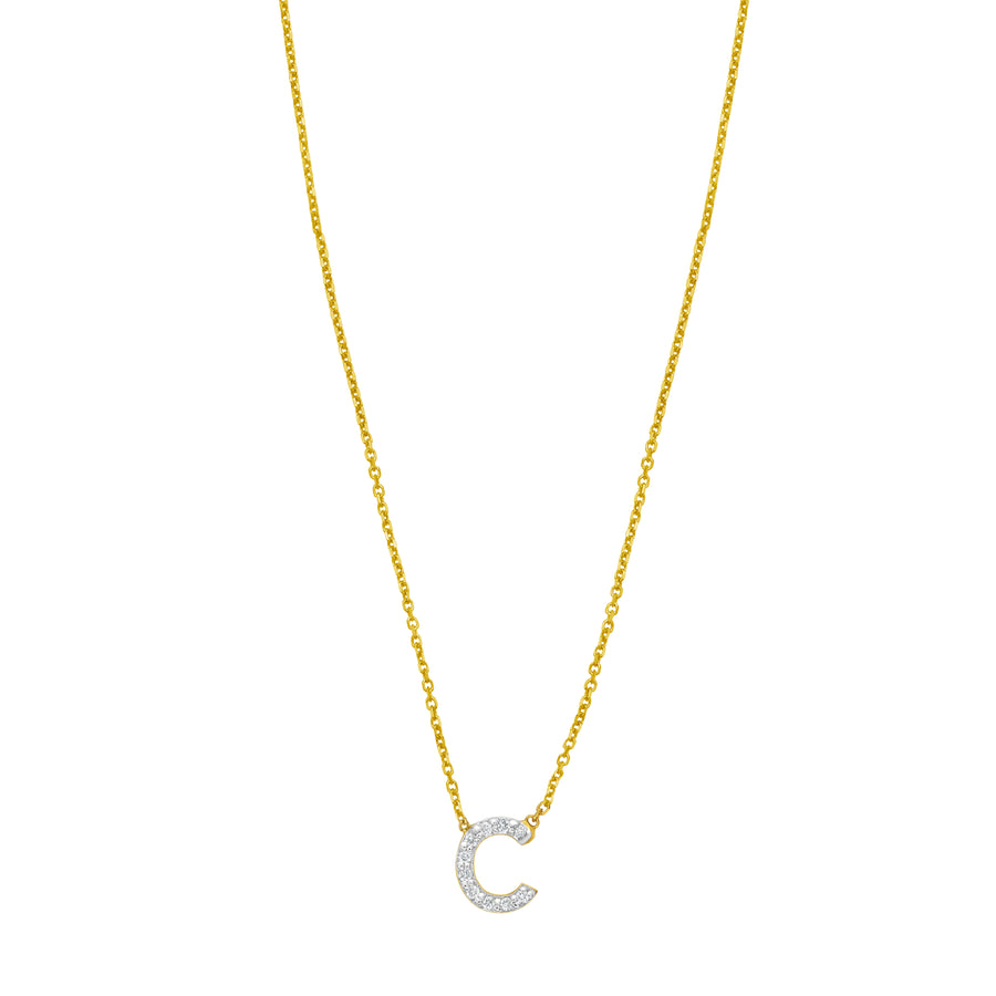 14K Mini Diamond C Initial