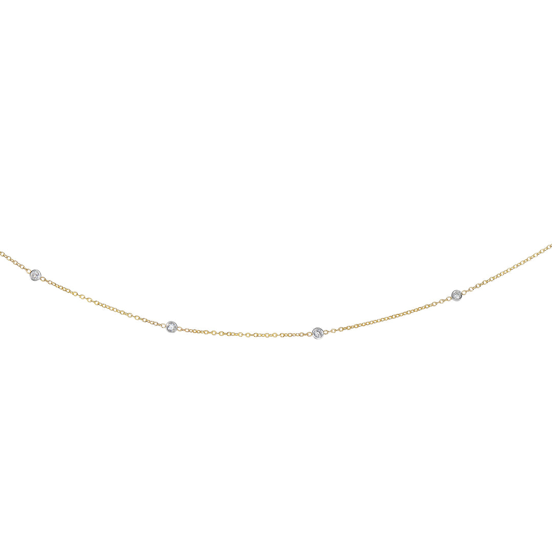 14K Gold .25ct Diamond Station Necklace