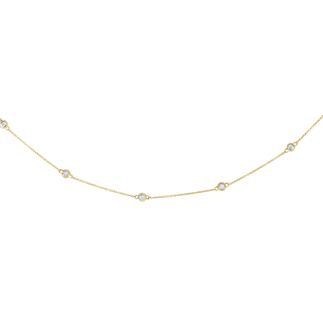 14K Gold .25ct Diamond Station Necklace