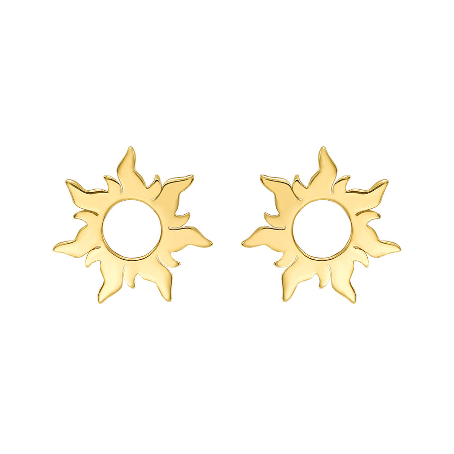 14K Flaring Sun Stud Earrings