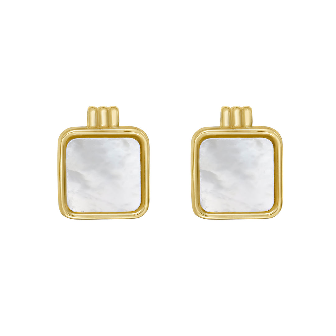 14K MOP Square Stud