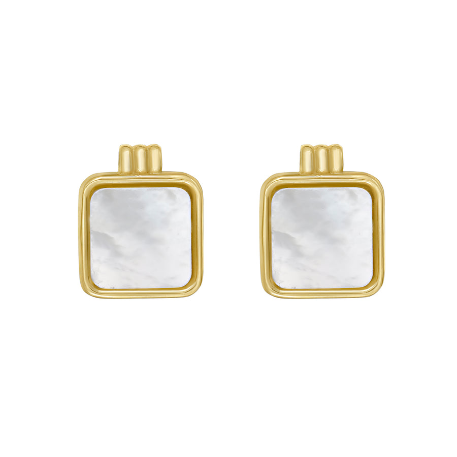14K MOP Square Stud