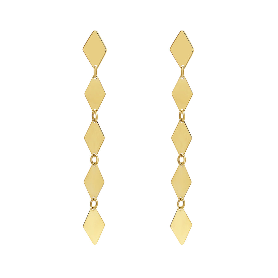 14K MIrror Kite Link Drop Earrings