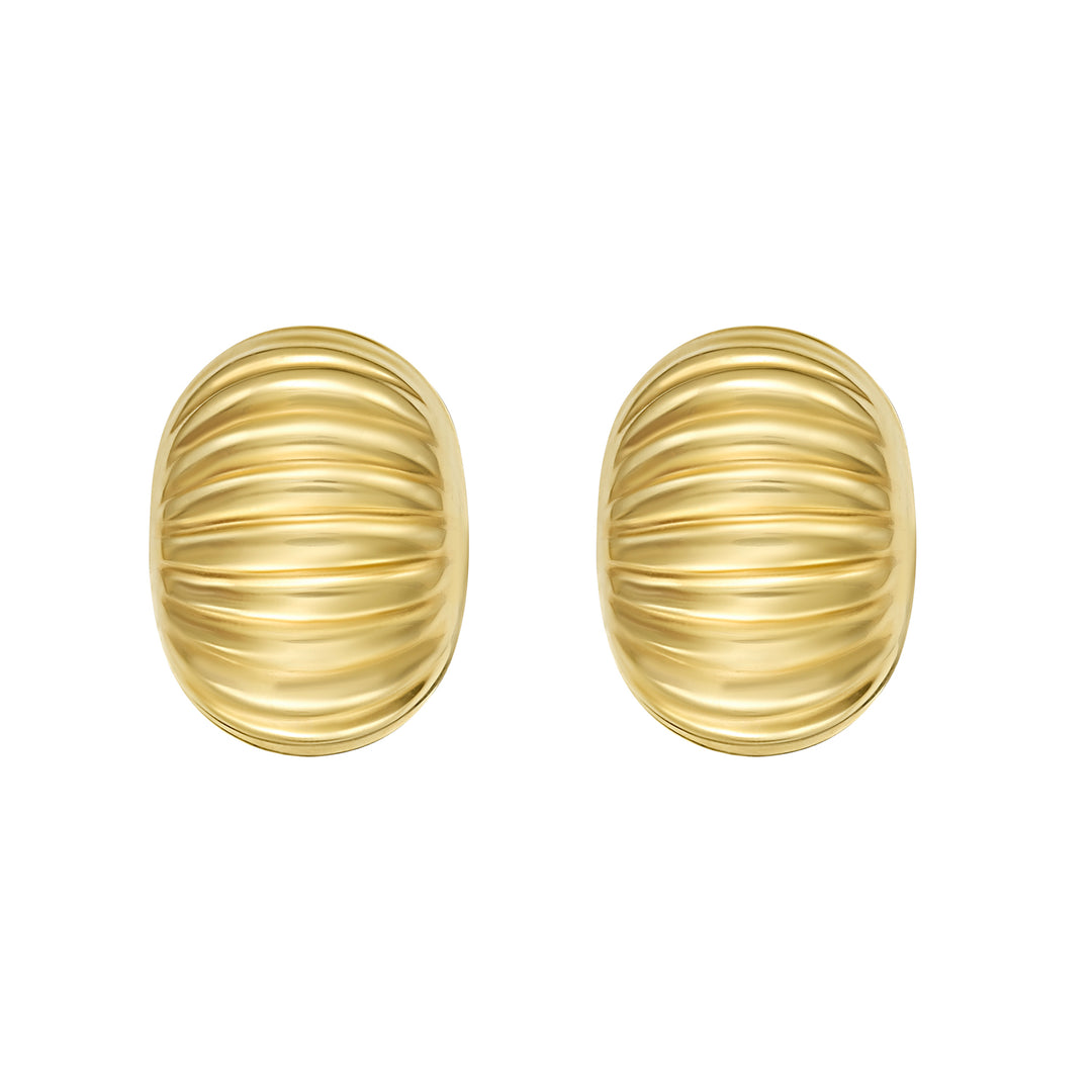 14K Oval Button Earrings