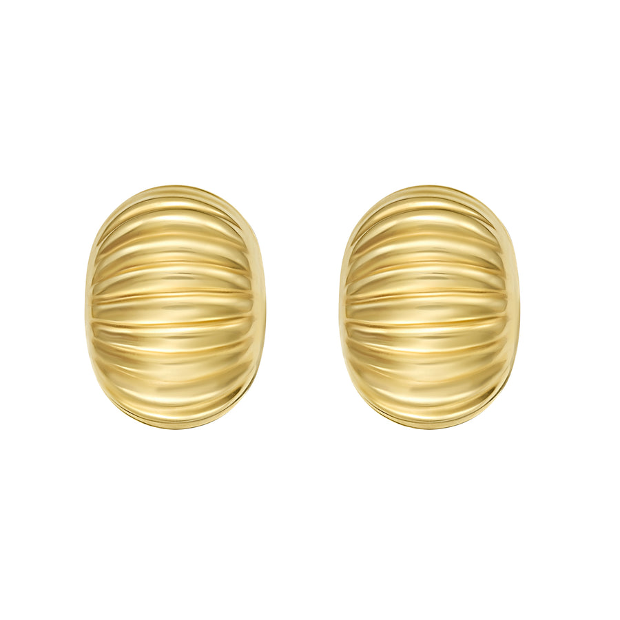 14K Oval Button Earrings