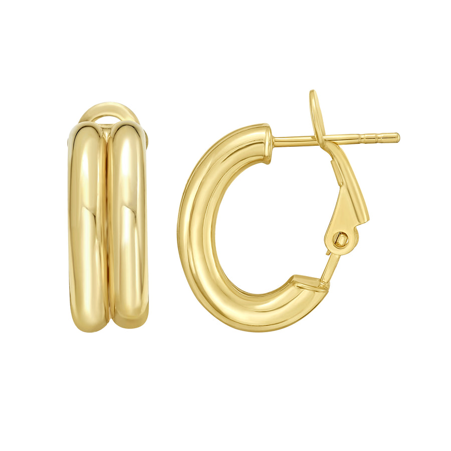 14K Double Row Hinged Hoop Earrings