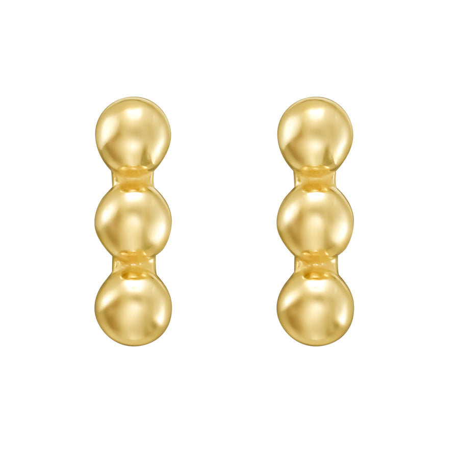 14K Beaded Bar Post Earrings
