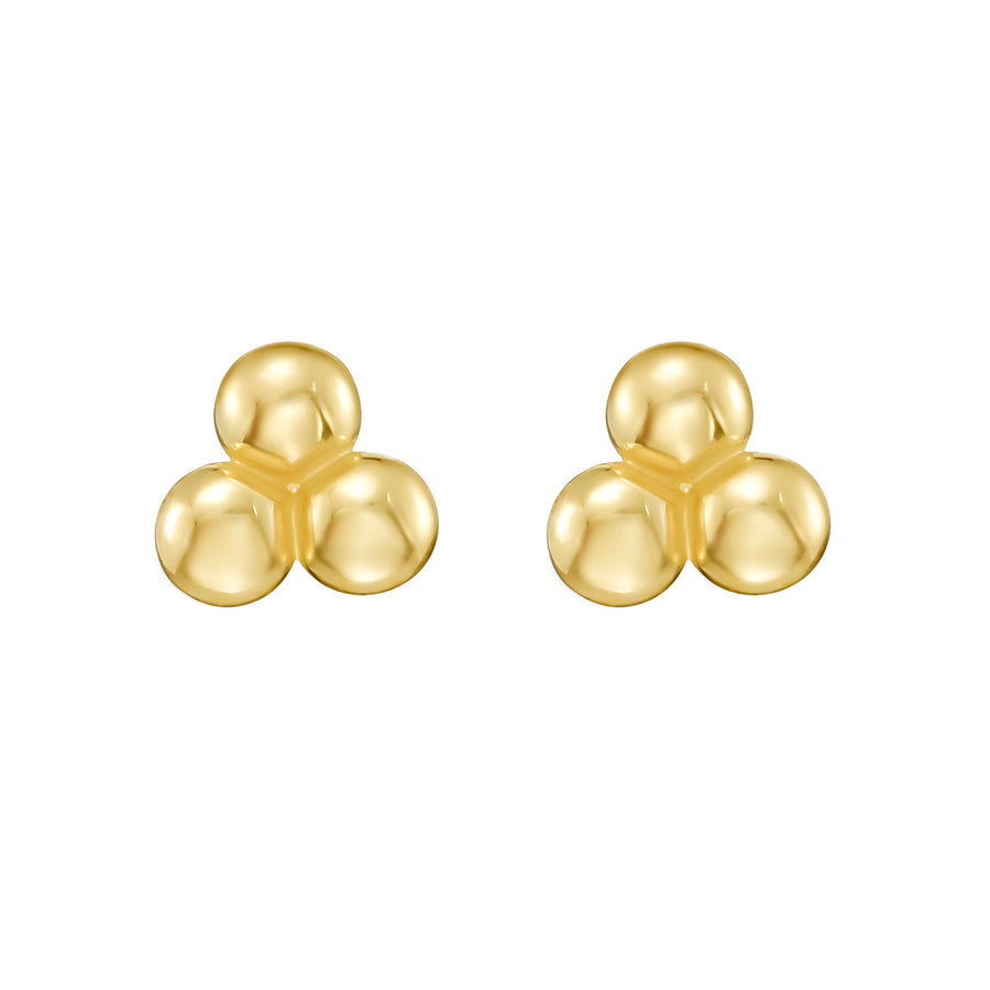 14K Triple Bead Post Earrings